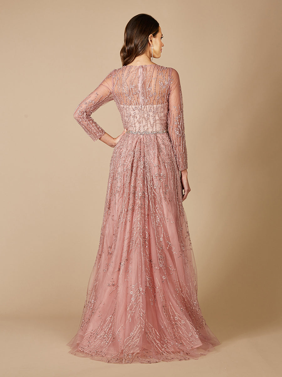 Lara 29782 - Beaded Lace Overskirt Ballgown