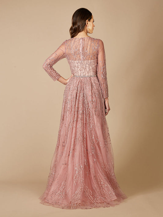 Lara 29782 - Beaded Lace Overskirt Ballgown