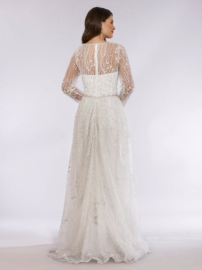 Lara 29782 - Beaded Lace Overskirt Ballgown
