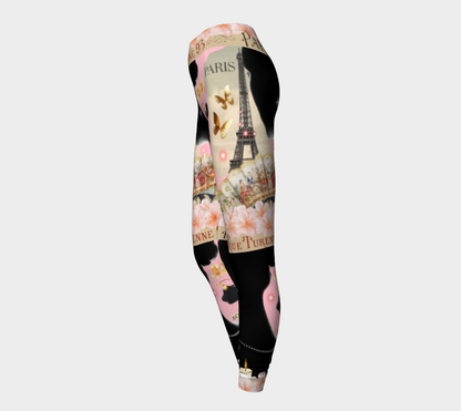 French Model Eiffel Tower Printed Long Yoga Leggings