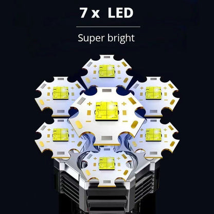 High Power LED Flashlight Powerful USB Rechargeable Lamp Built-in Battery COB 7 LED Flashlights