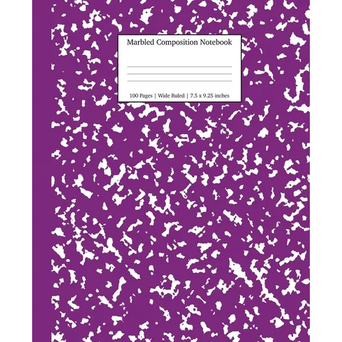 Marbled Composition Notebook: Purple Marble Wide Ruled Paper Subject Book - Paperback