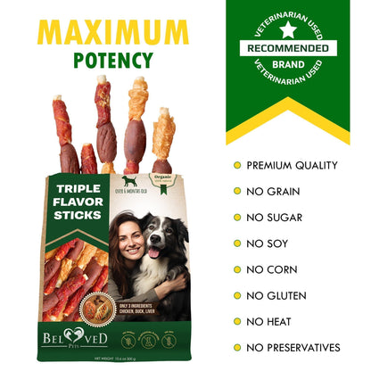 Rawhide Treats for Dogs Duck & Chicken Grain-Free Chews Dental Support