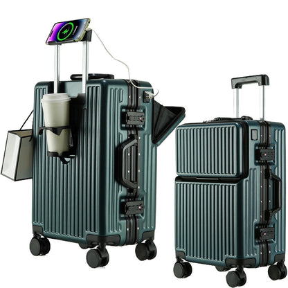 Suitcase Travel Luggage Trolley Front-Opening Large Capacity Aluminum Frame Carry-On Cabin Bag