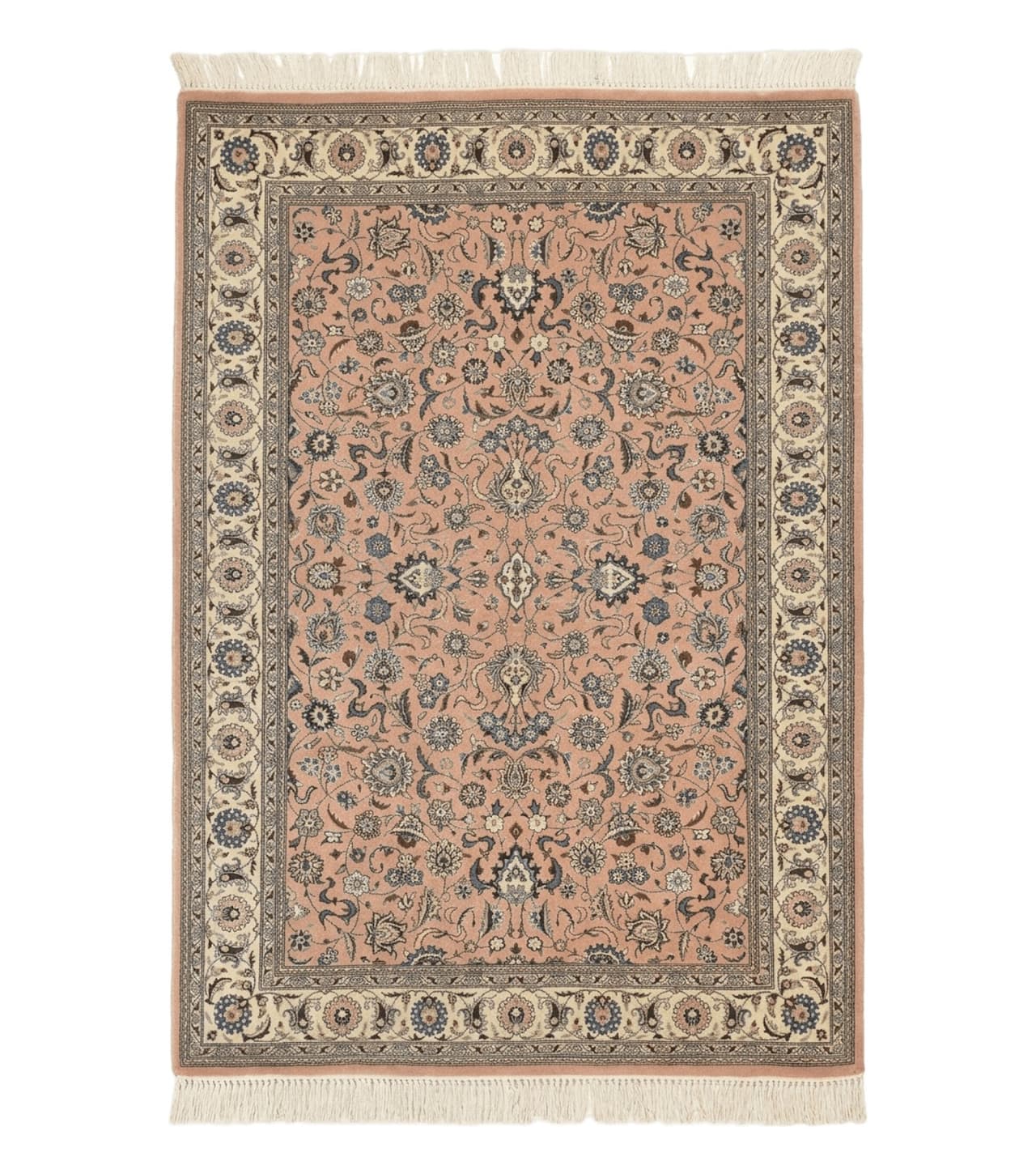Pak Persian Rug 4x6, Pink and Cream, Very Fine 225 KPSI, Handmade Wool Oriental Carpet