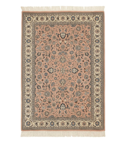 Pak Persian Rug 4x6, Pink and Cream, Very Fine 225 KPSI, Handmade Wool Oriental Carpet