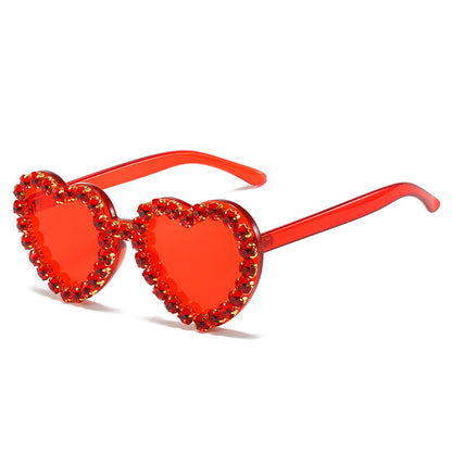 Peach Heart Rhinestone Sunglasses – Y2K INS Style