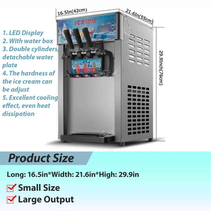 3-Flavor 9L Commercial 1200W Countertop Soft Serve Machine (SAK51986)