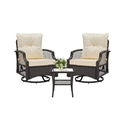 Alora 3-Piece Wicker Patio Bistro Set W/ Swivel Chairs And Table (SAK14789)