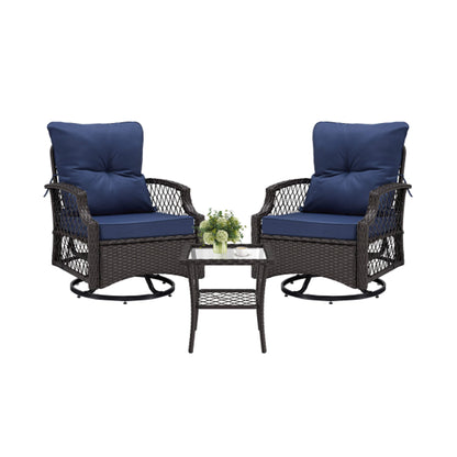 Alora 3-Piece Wicker Patio Bistro Set W/ Swivel Chairs And Table (SAK14789)