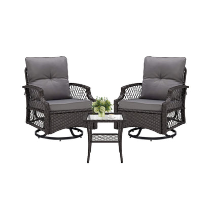Alora 3-Piece Wicker Patio Bistro Set W/ Swivel Chairs And Table (SAK14789)