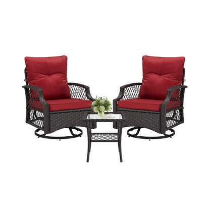 Alora 3-Piece Wicker Patio Bistro Set W/ Swivel Chairs And Table (SAK14789)