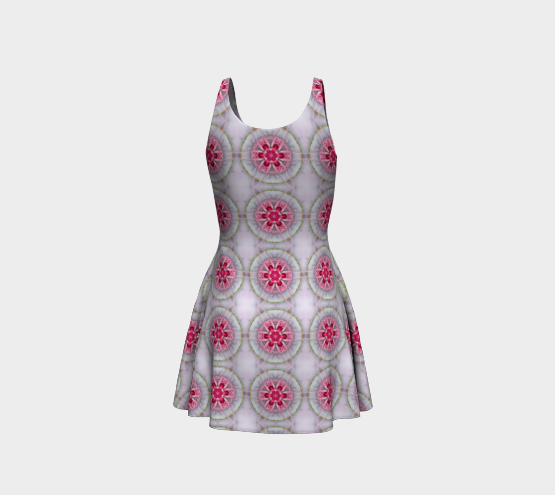 Silver and Pink Star Pattern Short Flared Dress