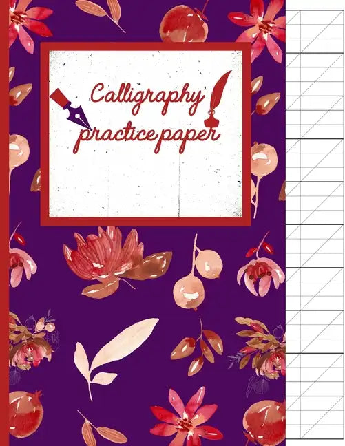 Calligraphy Practice paper: Floral red watercolor hand writing workbook for adults & kids 120 pages of practice sheets to write in (8.5x11 Inch). - Paperback