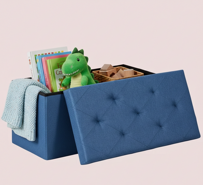 30/43" Folding Storage Ottoman Bench Heavy Duty Padded Seat Multi Size - Color
