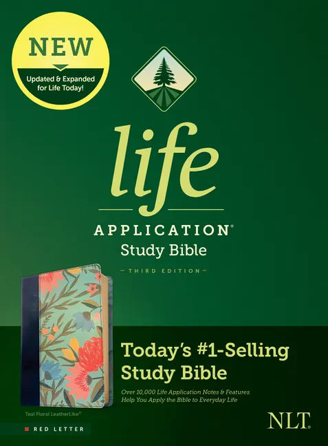NLT Life Application Study Bible, Third Edition (Leatherlike, Teal Floral, Red Letter) - Imitation Leather