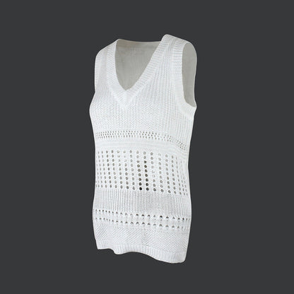 Women’s Solid Color Thin White Pullover Vest