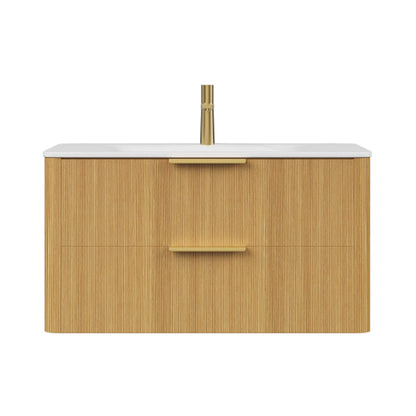 Nuvia Luxury 30/36-Inch Sintered Stone Floating Bathroom Vanity With Sink (SAK70429)