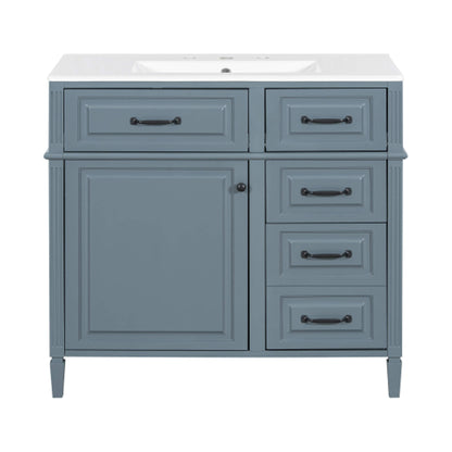 Nuvia 36-Inch Freestanding Bathroom Vanity With Ceramic Sink And Storage Cabinets [Faucet Not Included] (SAK41792)
