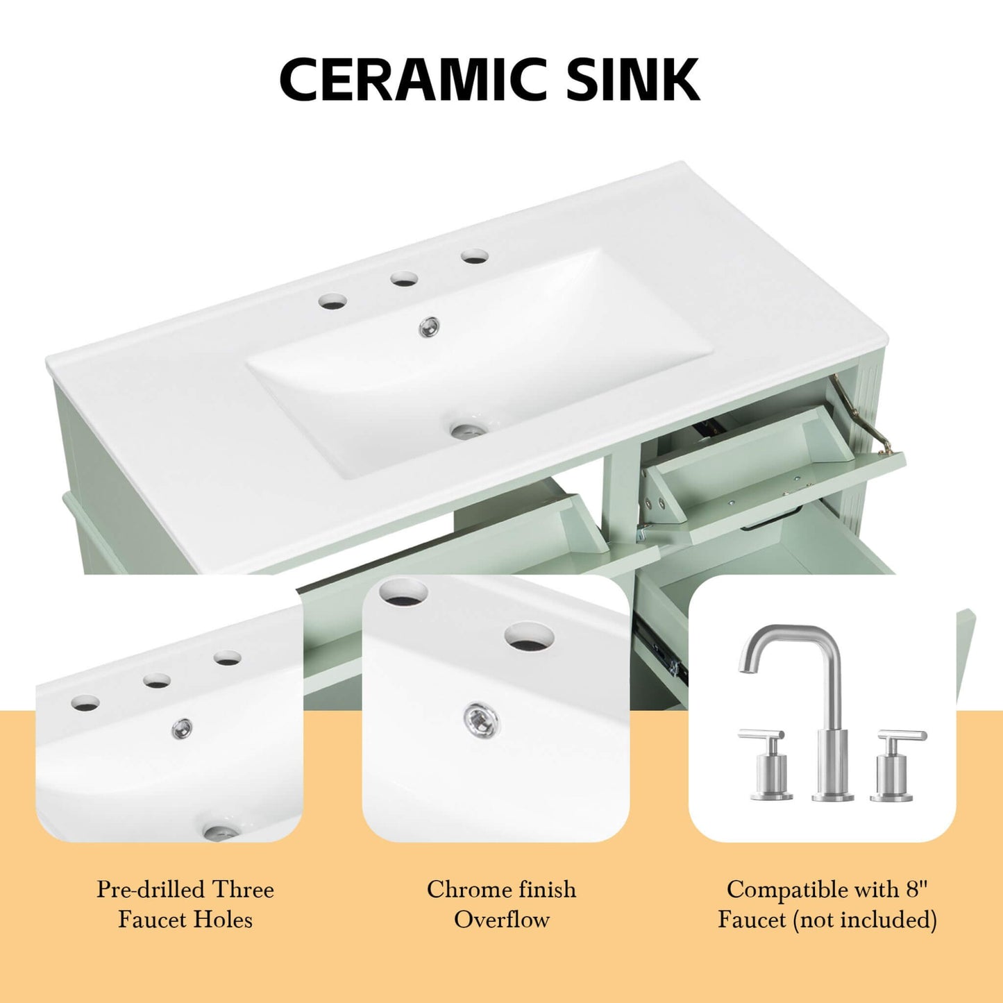 Nuvia 36-Inch Freestanding Bathroom Vanity With Ceramic Sink And Storage Cabinets [Faucet Not Included] (SAK41792)