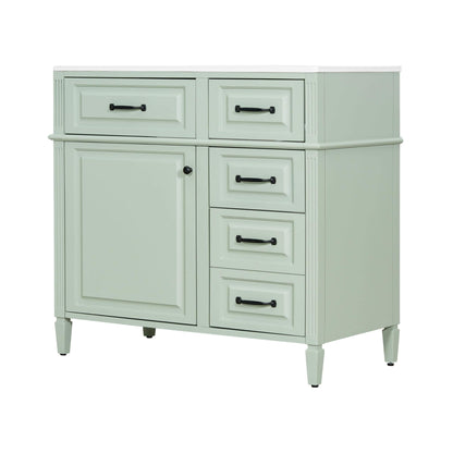 Nuvia 36-Inch Freestanding Bathroom Vanity With Ceramic Sink And Storage Cabinets [Faucet Not Included] (SAK41792)