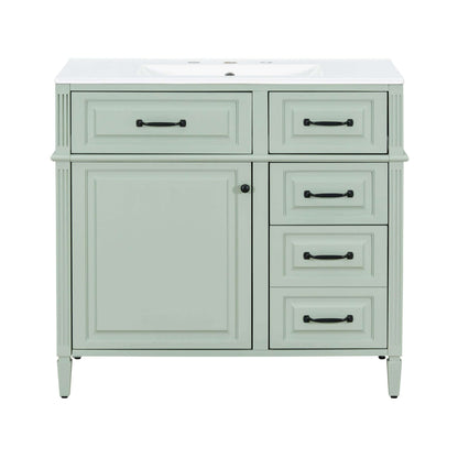 Nuvia 36-Inch Freestanding Bathroom Vanity With Ceramic Sink And Storage Cabinets [Faucet Not Included] (SAK41792)