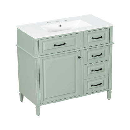 Nuvia 36-Inch Freestanding Bathroom Vanity With Ceramic Sink And Storage Cabinets [Faucet Not Included] (SAK41792)