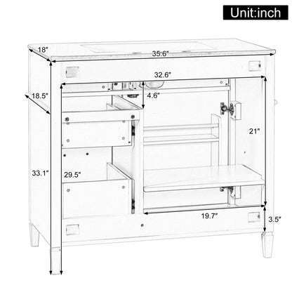 Nuvia 36-Inch Freestanding Bathroom Vanity With Ceramic Sink And Storage Cabinets [Faucet Not Included] (SAK41792)