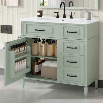 Nuvia 36-Inch Freestanding Bathroom Vanity With Ceramic Sink And Storage Cabinets [Faucet Not Included] (SAK41792)