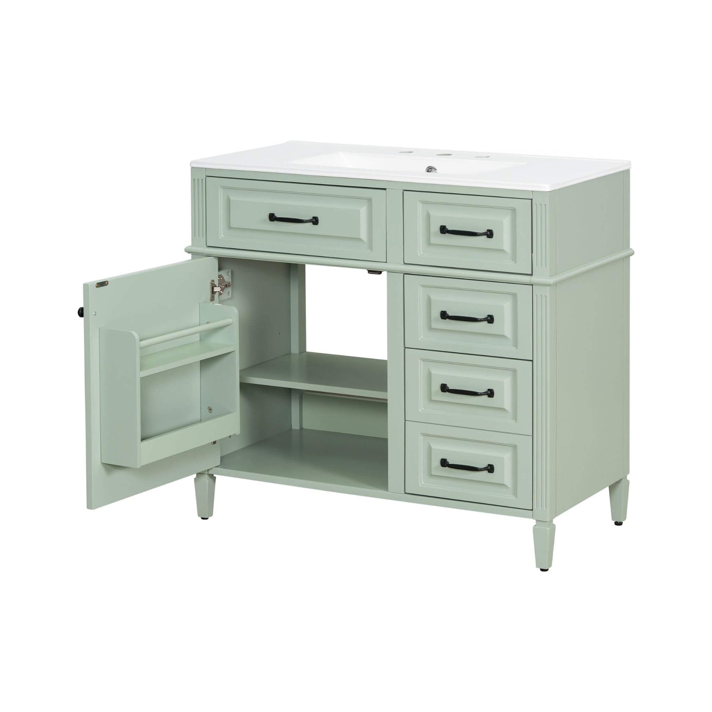 Nuvia 36-Inch Freestanding Bathroom Vanity With Ceramic Sink And Storage Cabinets [Faucet Not Included] (SAK41792)