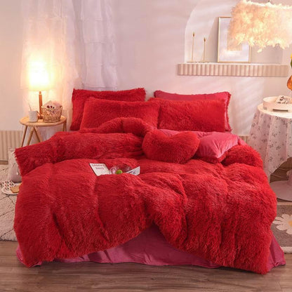 Thick Fleece Duvet Cover Warm Bedding Set