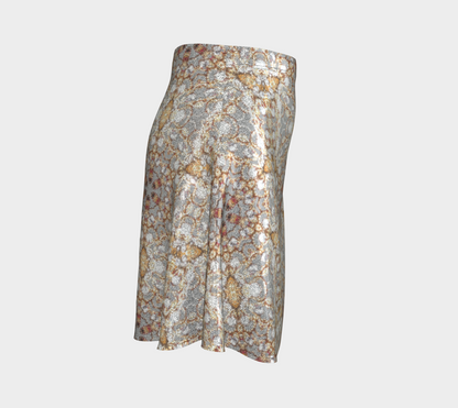 Gold Star Pattern Glittery Flared Short Skirt