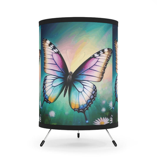Beautiful Butterfly and Daisies Tripod Lamp with Printed Shade