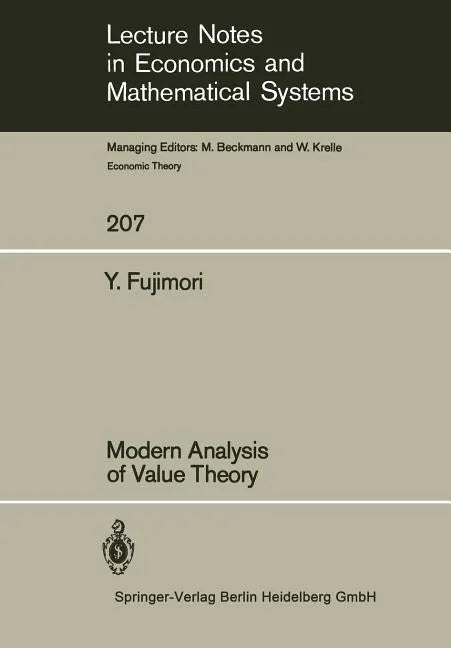 Modern Analysis of Value Theory - Paperback