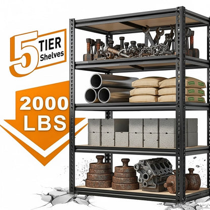 Heavy Duty Metal Garage Shelving Rack 2000lbs 4/5/6-Tier Steel Shelf 60"/72"/84"