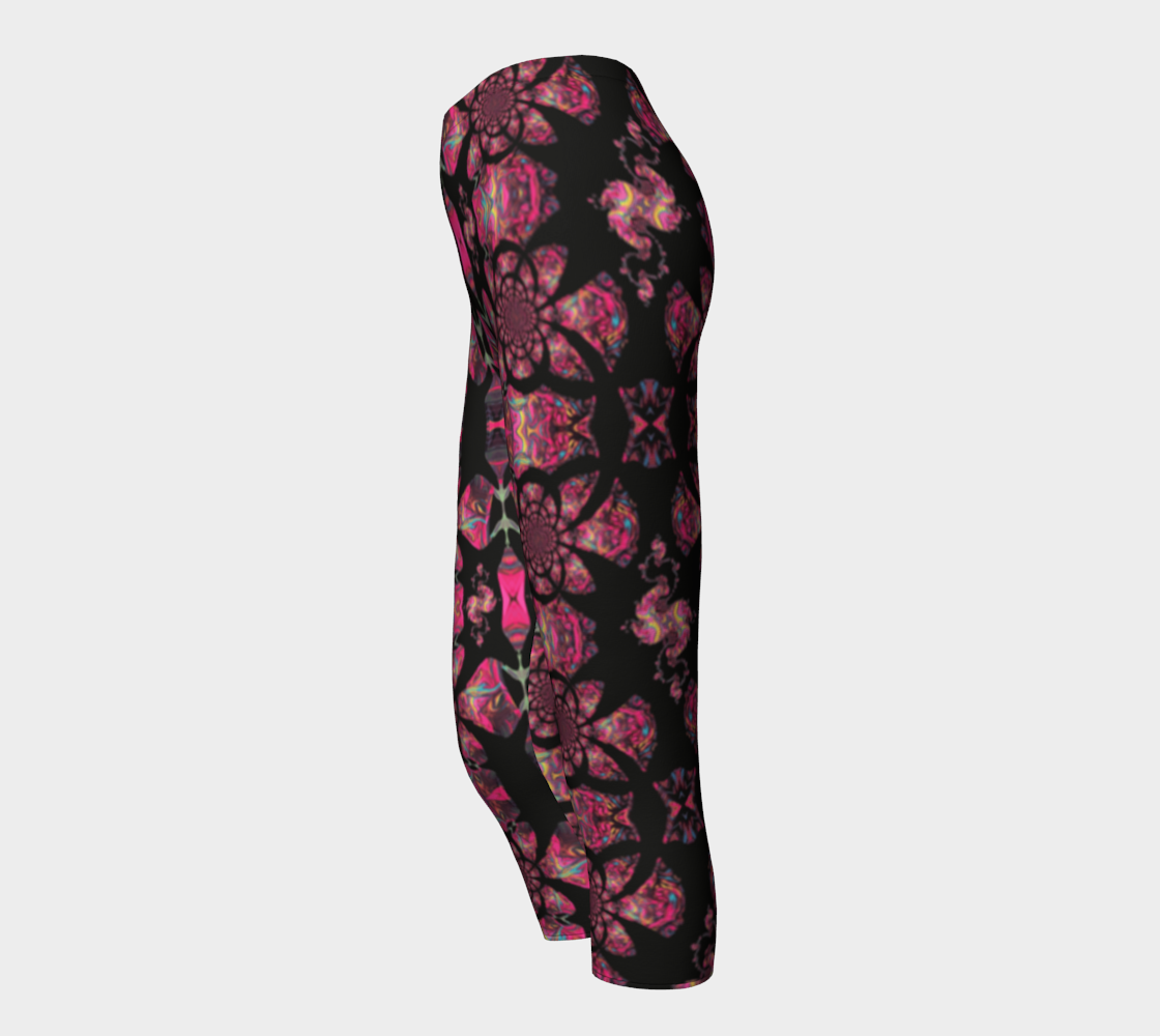 Pink Paisley Pattern Compression Capri Leggings