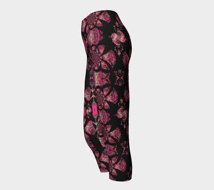 Pink Paisley Pattern Compression Capri Leggings