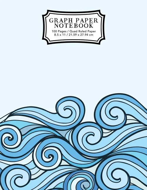 Graph Paper Notebook: Blue Waves Drawing Grid Paper Composition Notebook, Graphing Paper, Quad Ruled - Paperback