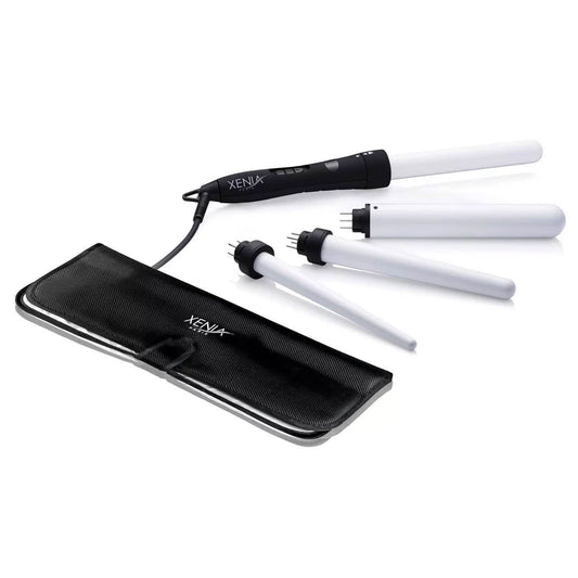 4-in-1 Interchangeable Ceramic Curling Wand Set with Protective Heat Station Mat
