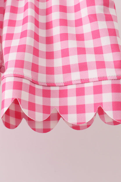 Pink gingham scalloped shorts set