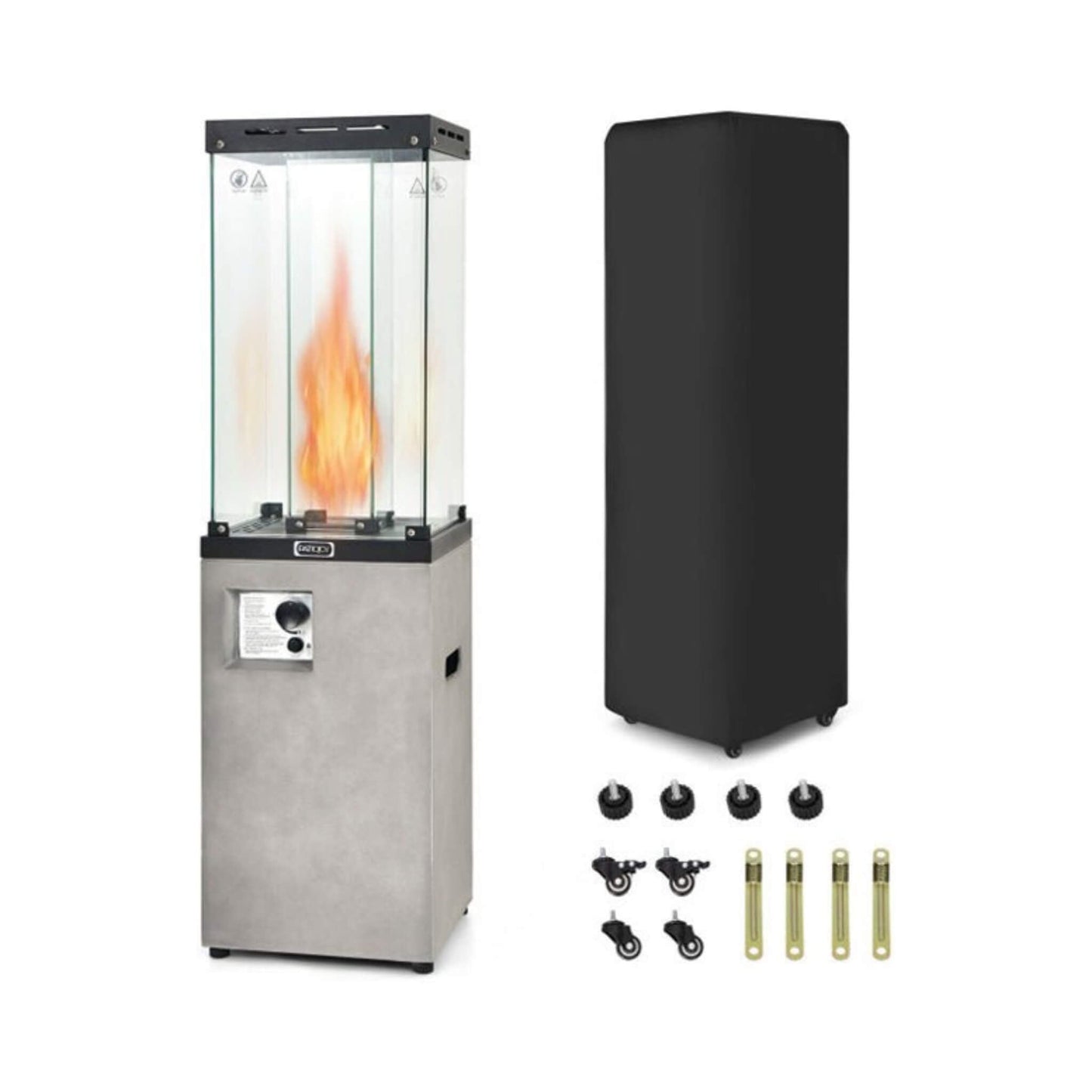 41K BTU Outdoor Propane Gas Patio Heater W/ Lockable Wheels (SAK98052)