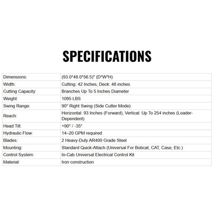 Heavy-Duty 42-Inch Articulating Brush Cutter Universal Skid Steer Attachment (SAK21694)