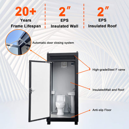 42-Inch One-Person Portable Outdoor Toilet Cabin With Light, Sink And Vent Fan (SAK45672)