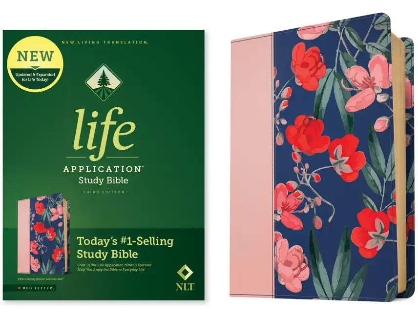 NLT Life Application Study Bible, Third Edition (Leatherlike, Pink Evening Bloom, Red Letter) - Imitation Leather