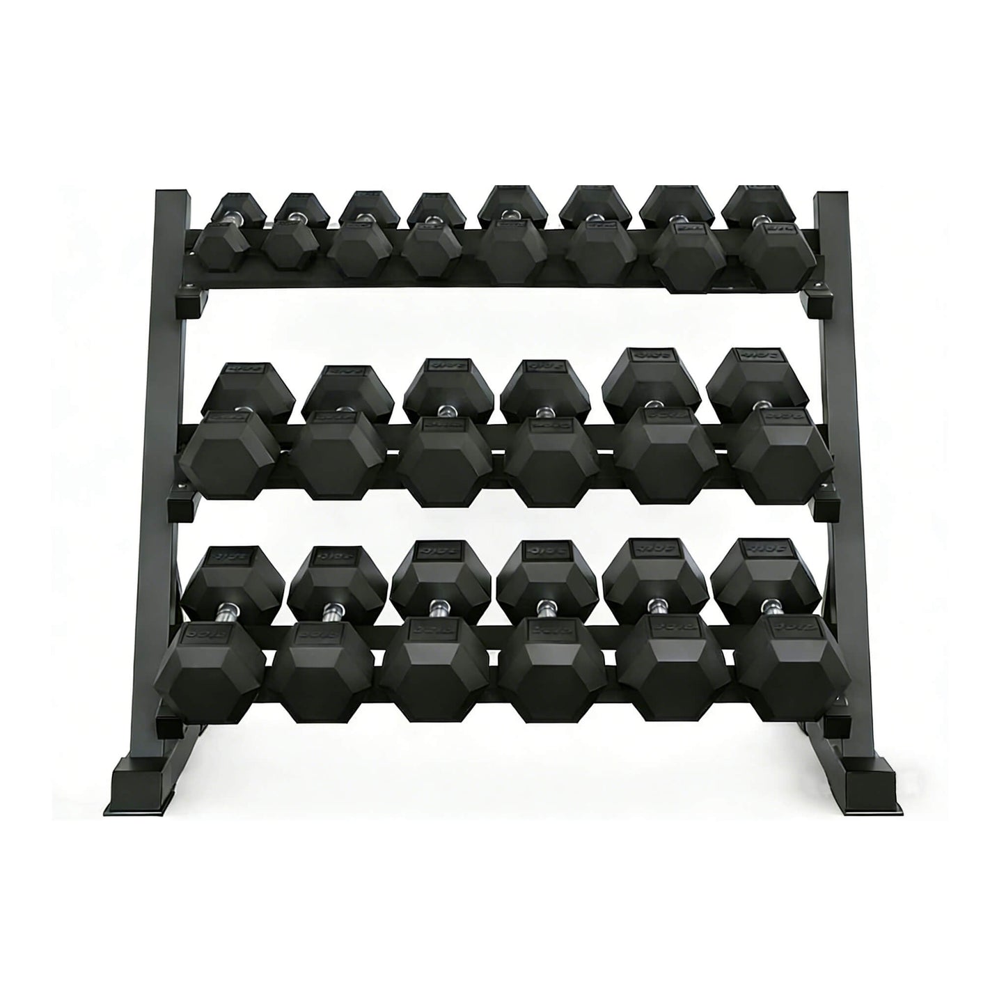 Rovix 450-Pounds Rubber Hex Dumbbell Set With Rack (SAK90714)