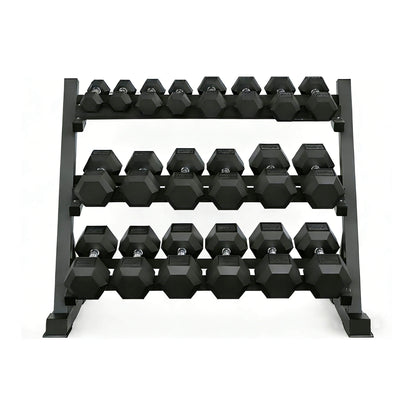Rovix 450-Pounds Rubber Hex Dumbbell Set With Rack (SAK90714)