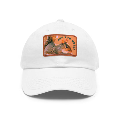 Are You Nuts? Squirrel Hat with Rectangular Leather Patch