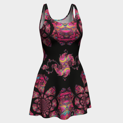 Pink Paisley Design Short Flared Dress