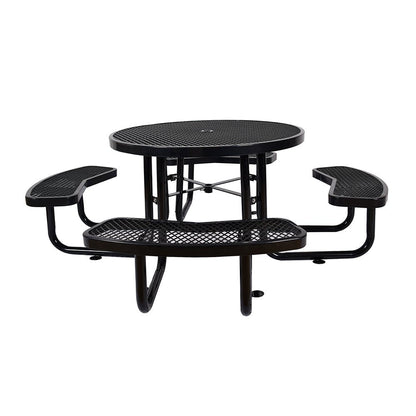 Large 46-Inch Heavy-Duty Round Outdoor Steel Picnic Table With Umbrella Hole (SAK96428)