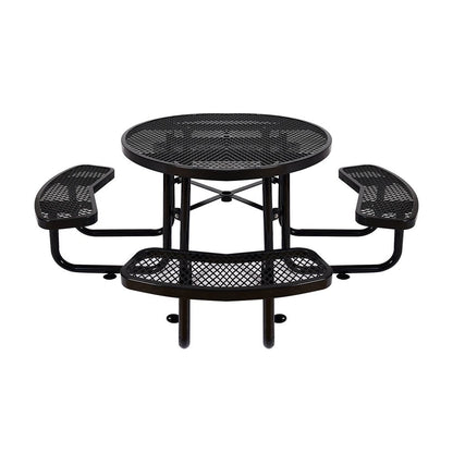 Large 46-Inch Heavy-Duty Round Outdoor Steel Picnic Table With Umbrella Hole (SAK96428)